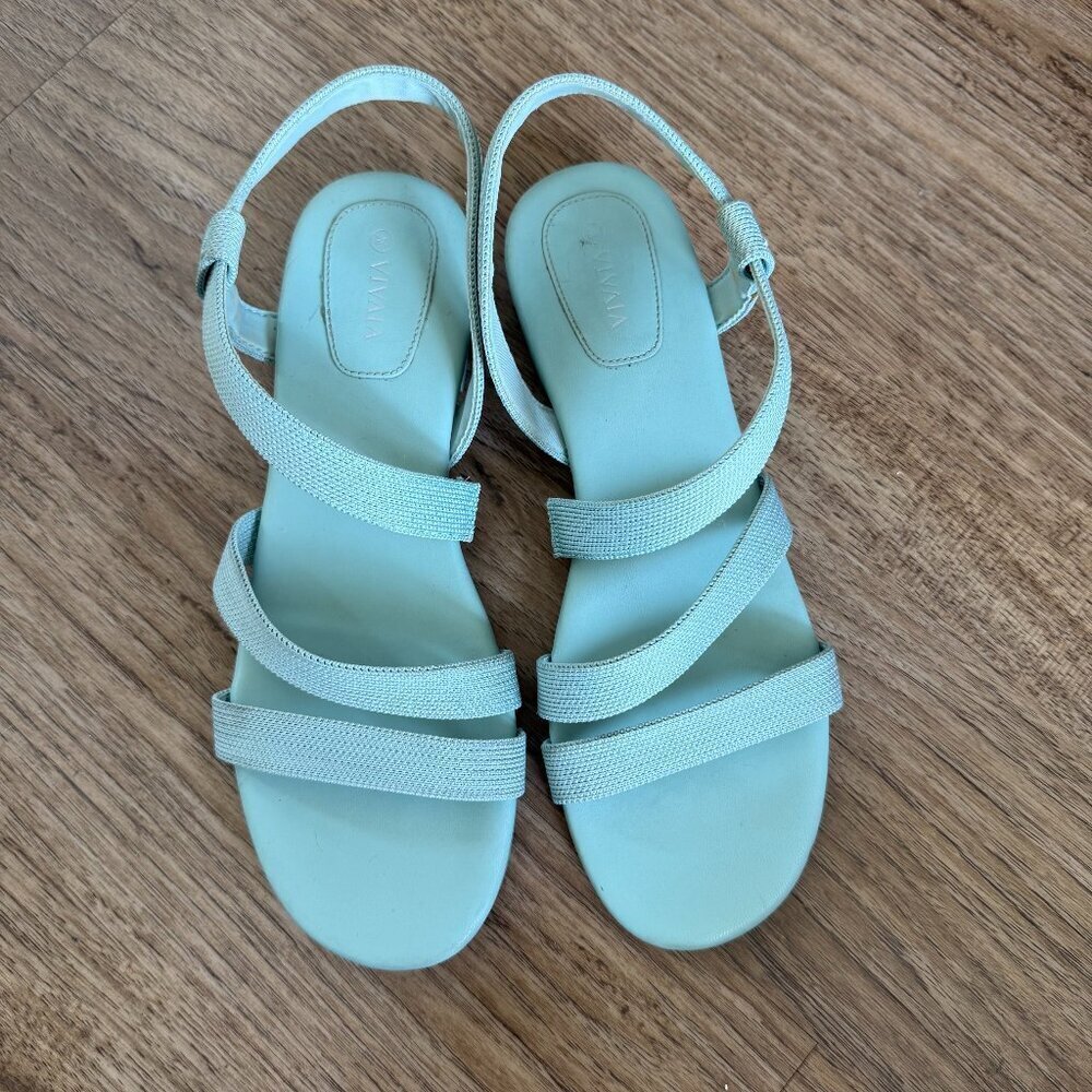 Vivaia Light Blue Woven Strap Slingback Sandals 39 / US 8​​​